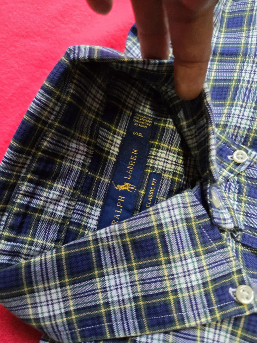 Polo by Ralph Lauren Navy & Green Plaid Button-Down Shirt Small Classic Fit